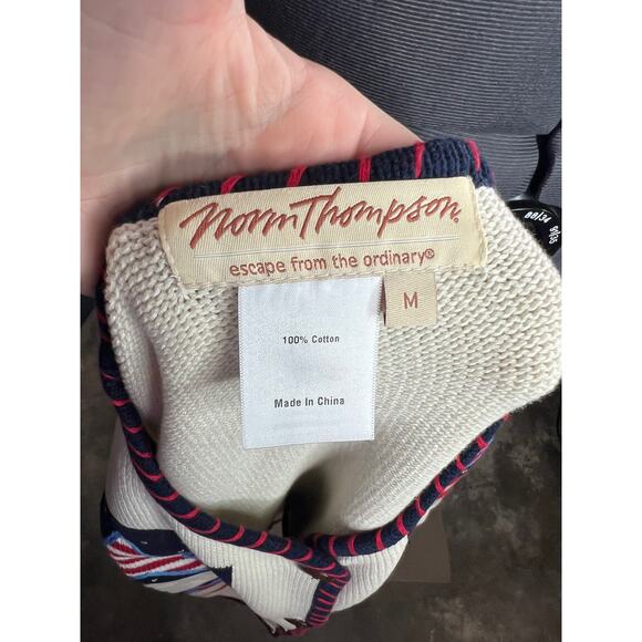Norm Thompson cardigan sweater american flag red white blue star stripe - Picture 7 of 8
